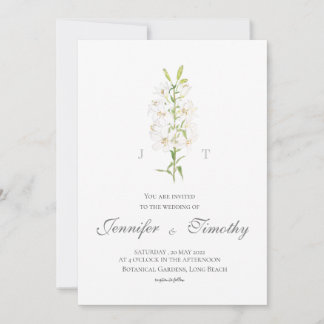 Wedding Invitation Botanical white lily