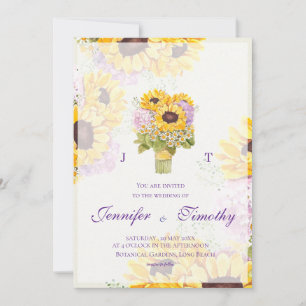 Wedding Invitation Botanical yellow sunflowers 2