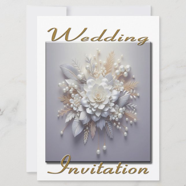 Wedding Invitation Bouquet of flowers in blues (Front)