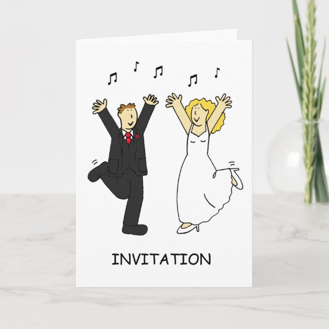 Wedding Invitation Bride and Groom Dancing (Front)