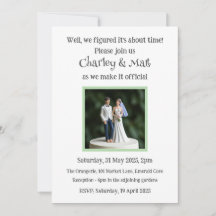 Wedding Invitation Bride Groom Cake Topper Quirky