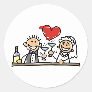 Wedding Invitation Bride Groom RSVP Save The Date Classic Round Sticker