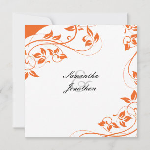 Wedding Invitation Bright Orange & White Floral