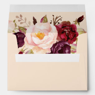 Wedding Invitation Burgundy Floral Inside Envelope