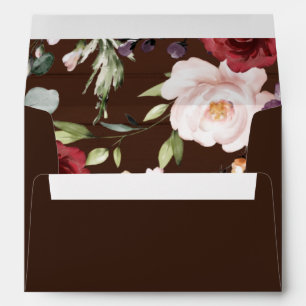 Wedding Invitation Burgundy Rustic Floral Envelope