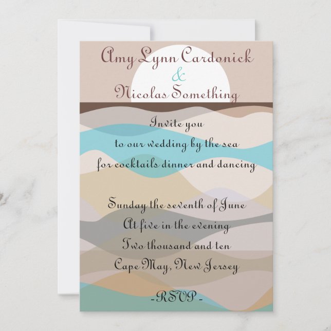 Wedding Invitation by the Ocean Beach Sea Invite (Front)