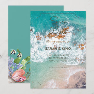 Wedding invitation by the sea