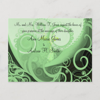 Wedding Invitation Cala Lilly Green Swirls Postcard