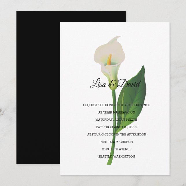 Wedding Invitation-Cala Lily Invitation (Front/Back)