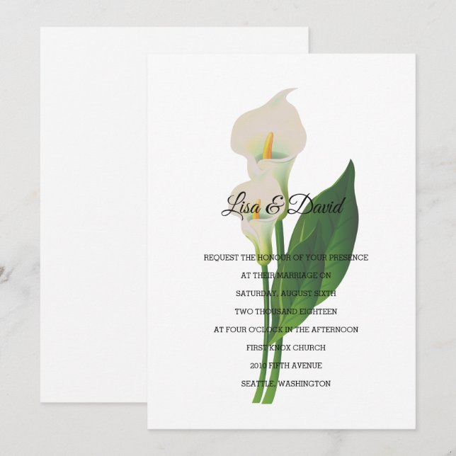 Wedding Invitation-Cala Lily Invitation (Front/Back)