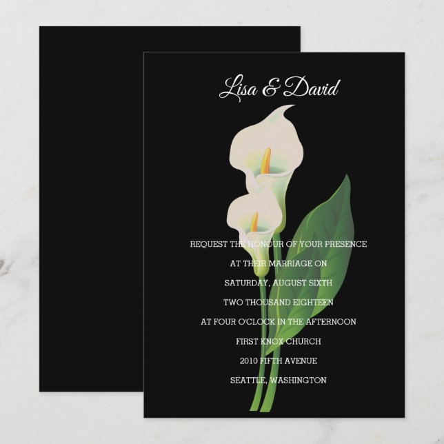 Wedding Invitation-Cala Lily Invitation (Front/Back)
