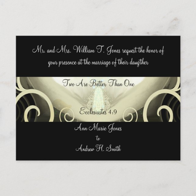 Wedding Invitation Cala Lily Postcard (Front)