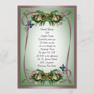 Wedding invitation Calla lilies and butterflies