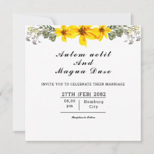 Wedding Invitation Card Beautiful Floral Square