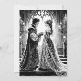 Wedding Invitation Card - Black White Romeo Juliet