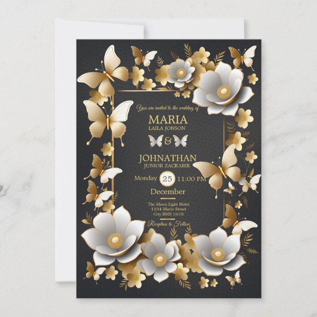 Wedding invitation card butterflies (Front)