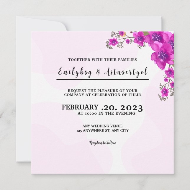 Wedding Invitation Card Colour Flower Design (Front)