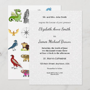 Wedding Invitation Card Elegant Script Animal Fun