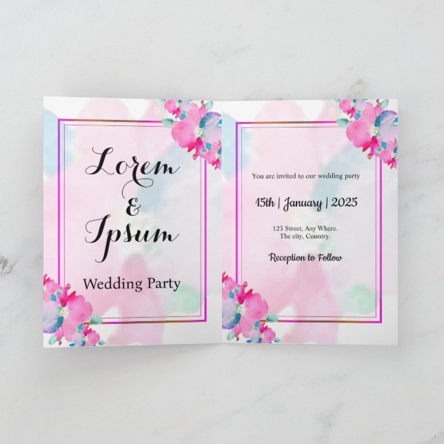 Wedding invitation card folded holiday card (Inside)