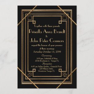 Wedding invitation card,Great Gatsby, black