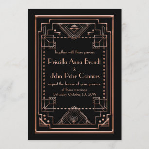 Wedding invitation card,Great Gatsby, black pink