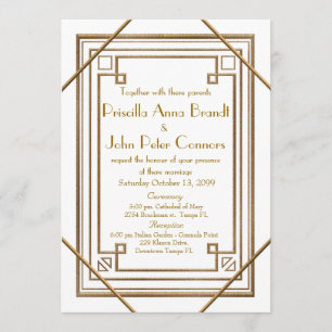 Wedding invitation card,Great Gatsby,white