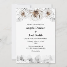 Wedding Invitation Card Soft Rose, Leaf Leaves