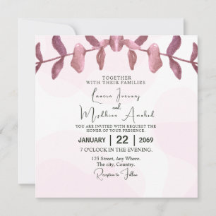 Wedding Invitation Card Square Flower Design