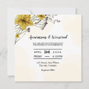 Wedding Invitation Card Square Vector
