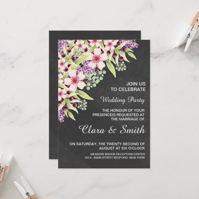 Wedding Invitation Card Template  (Front/Back In Situ)