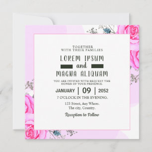 wedding invitation card with flower