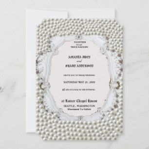 Wedding invitation Card With Pearl decoration