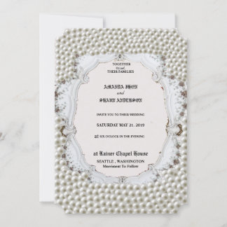 Wedding invitation Card With Pearl decoration