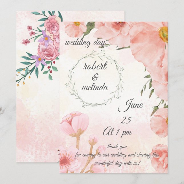 wedding invitation cards  (Front/Back)