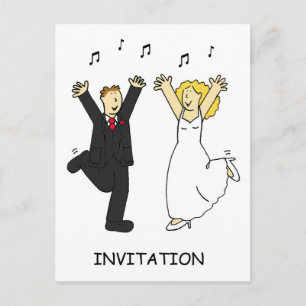 Wedding Invitation Cartoon Bride and Groom