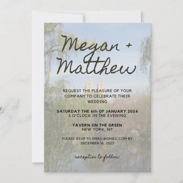 Wedding Invitation - Central Park (Front)
