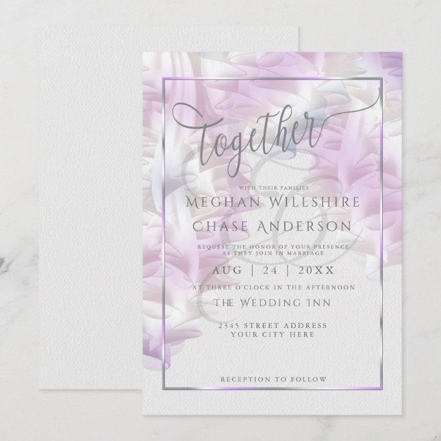 Wedding Invitation |  Chiffon Lilac Ombré Ruffles (Front/Back)