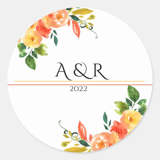 Wedding invitation classic round sticker (Front)