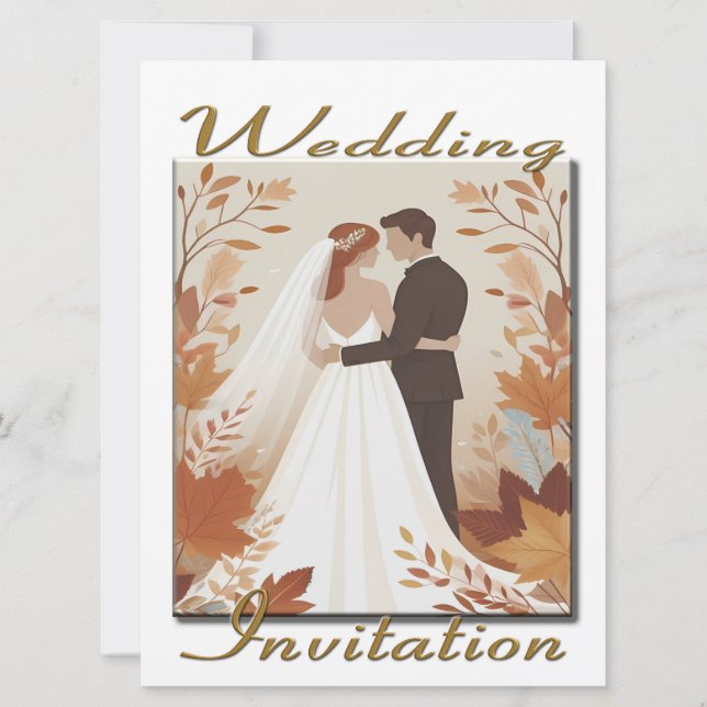Wedding Invitation couple in the woods - Autumn (Front)