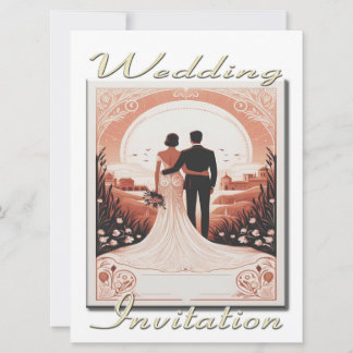 Wedding Invitation Couple looking at the scenery