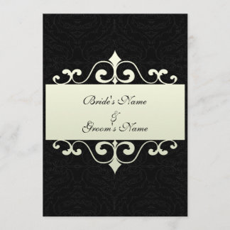 Wedding Invitation - Crystal White on Black backgr