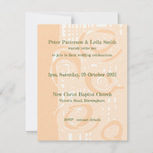 Wedding Invitation Culture Mosaic Floral Peach