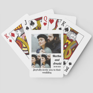 Wedding Invitation custom 3 Photo Collage  Playing Cards