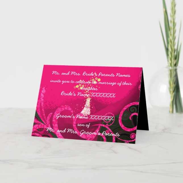 Wedding Invitation Deep Rasberry Calla Lilly (Front)