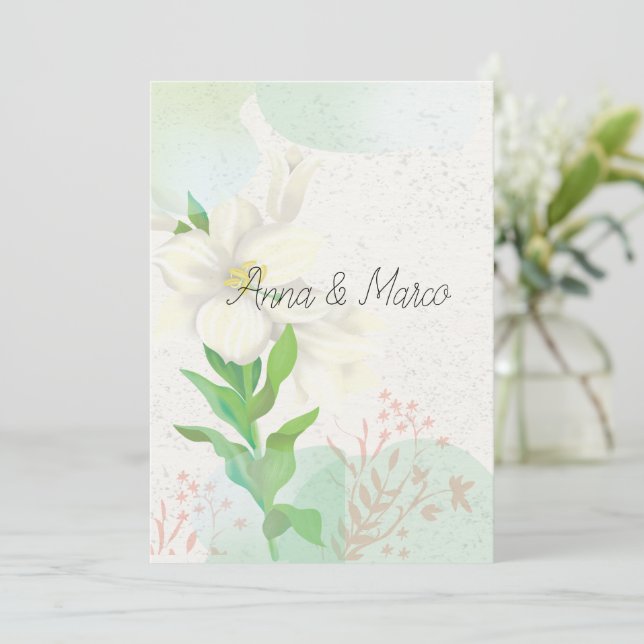 Wedding invitation delicate flowers  (Standing Front)