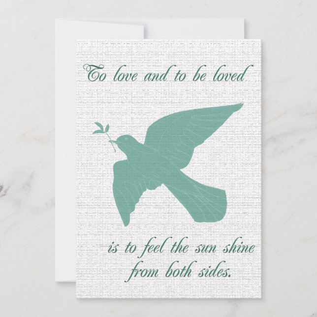 Wedding Invitation Dove aqua and white (Front)