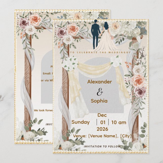 Wedding Invitation | Editable Modern Template (Front/Back)