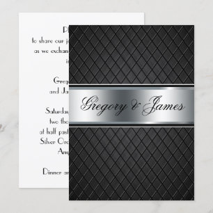 Wedding Invitation, Elegant Black and Silver Invitation