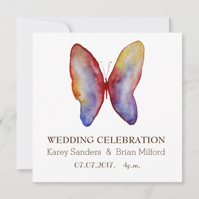 Wedding Invitation, Elegant ,Butterfly  Art Invitation (Front)