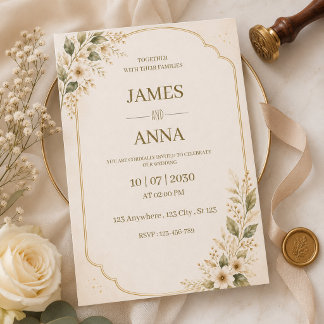 Wedding Invitation Elegant Floral Botanical Card